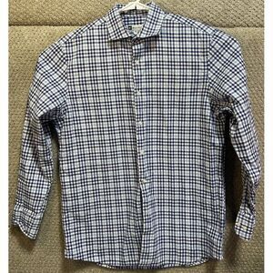 Bachrach‎ Men's Long Sleeve Button Down Blue Checkered Shirt Size 16.5 34/35